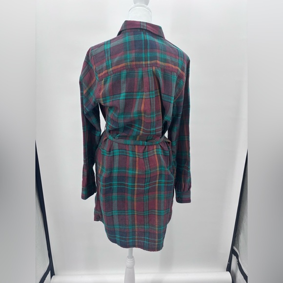 Toad&Co Re-Form Flannel Plaid Shirt Dress - Green and Red Size Medium - Picture 4 of 7